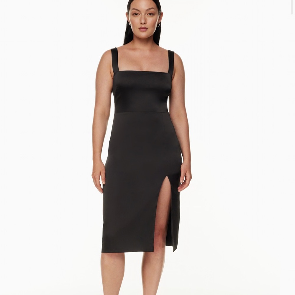 Babaton Black Sheath Midi Dress with Slit